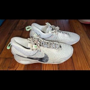 Nike White and Black Sneakers with Multicolor Laces